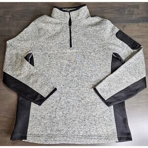 Beverly Hills Polo Club Men's Gray and Black Quarter Zip Pullover Sweater Size L